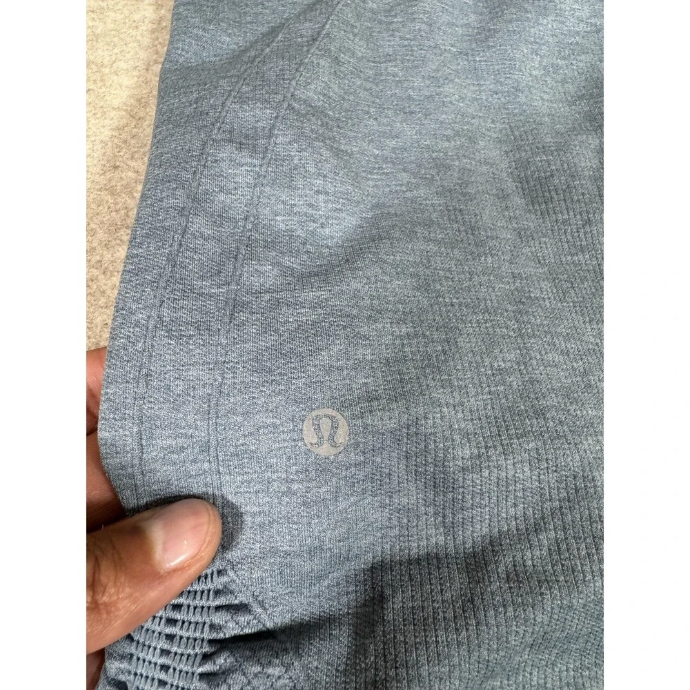 Lululemon Leggings Womens 8 Blue Capri High Rise Ruched Textured Yoga Athletic - Picture 8 of 15
